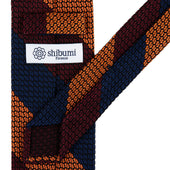 Kuska Handwoven Striped Grossa Grenadine Tie Navy Burgundy