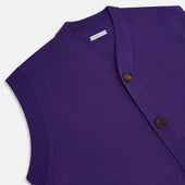 Purple Fine Merino V Neck Sleeveless Cardigan