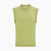 Melon Green Fine Merino V Neck Vest