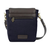 Bandolera Crossbody Bag Leather And Navy Canvas