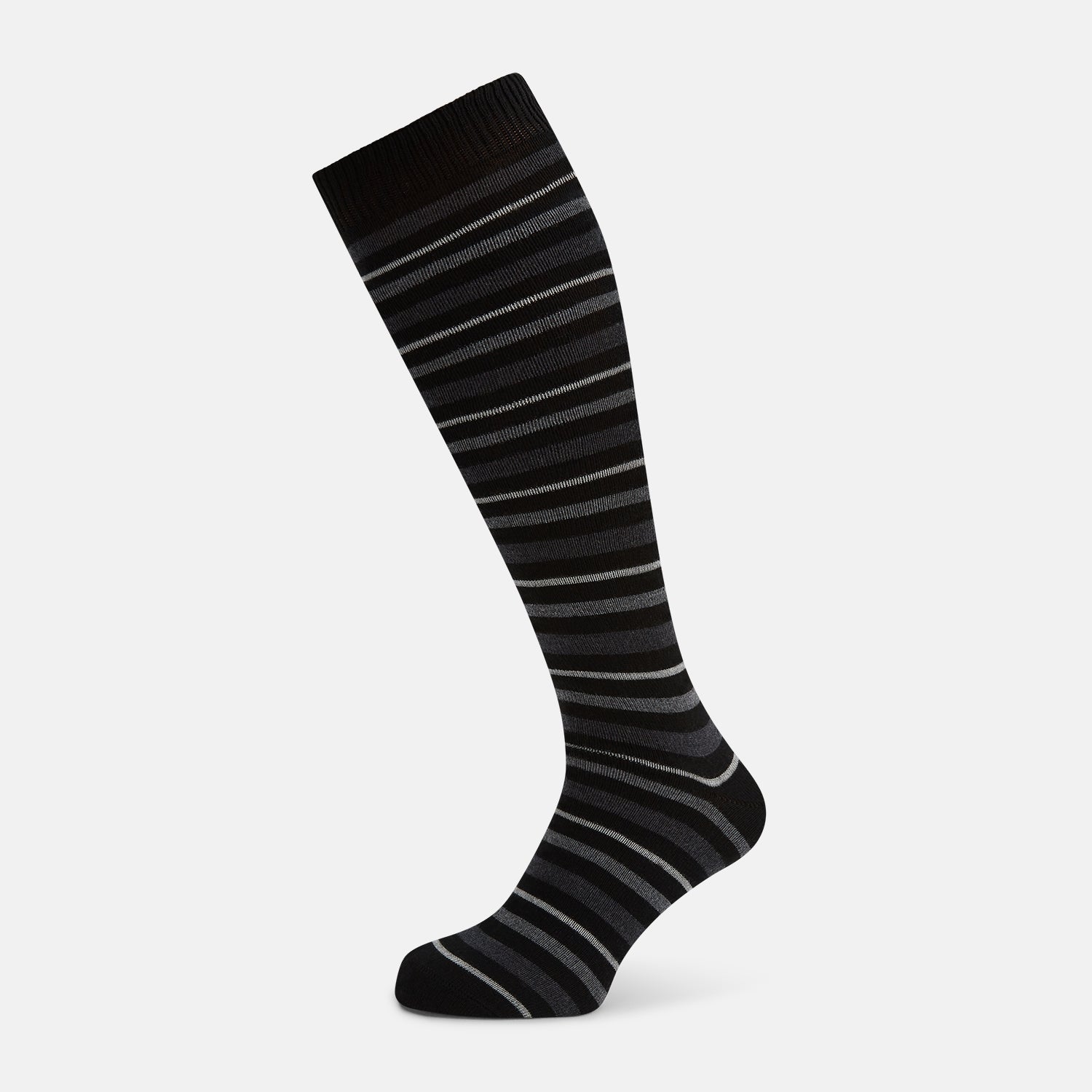 Melange Striped Merino Wool Long Socks