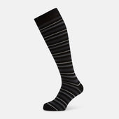 Chocolate Melange Striped Merino Wool Long Socks