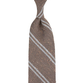 Double Bar Shantung Grenadine Tie - Beige - Hand-Rolled