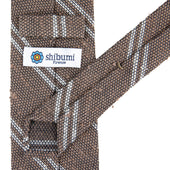 Double Bar Shantung Grenadine Tie Beige Hand Rolled