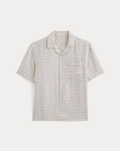 Linen Resort Shirt | Bone Plaid