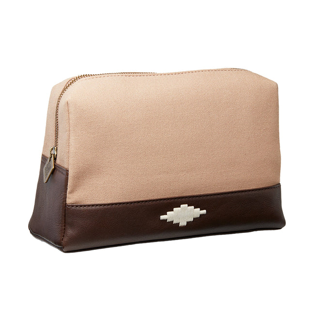 Afeite Washbag - Brown Leather and Sand Canvas