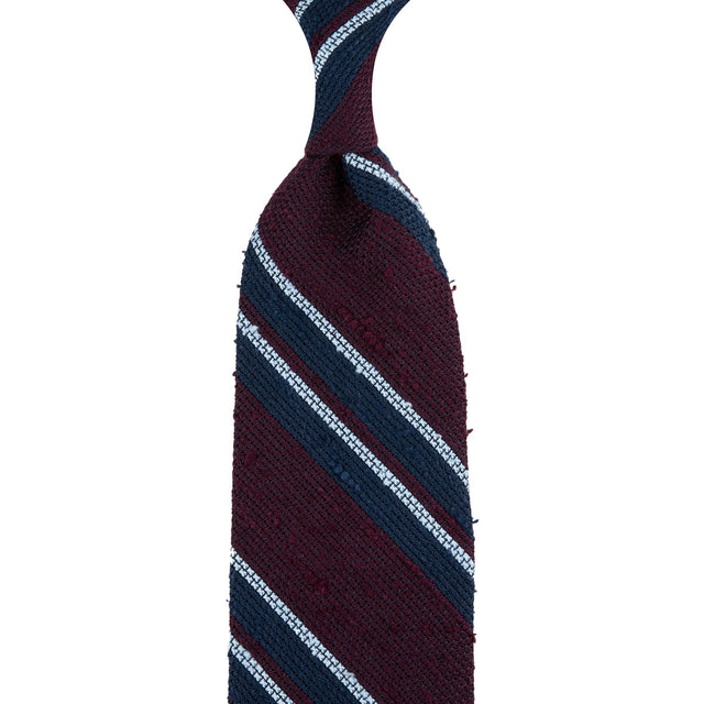 Shantung Grenadine Silk Tie - Burgundy / Navy / Sky
