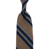 Shantung Grenadine Silk Tie - Beige / Navy / Sky
