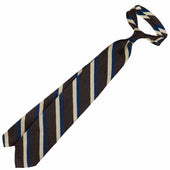 Striped Shantung Silk Tie Chocolate Navy