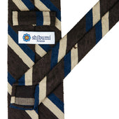 Striped Shantung Silk Tie Chocolate Navy