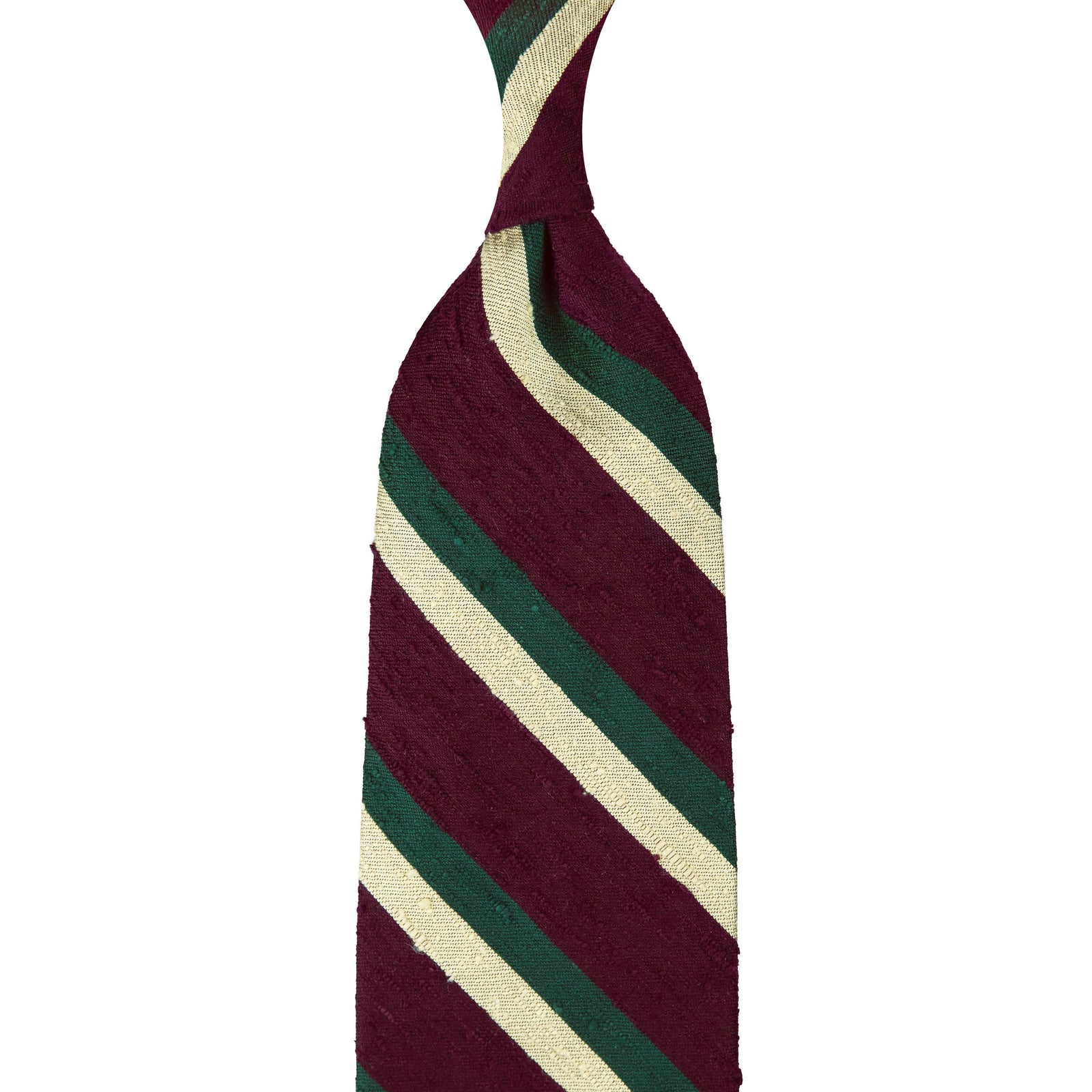 Striped Shantung Silk Tie Beet Forest Pale