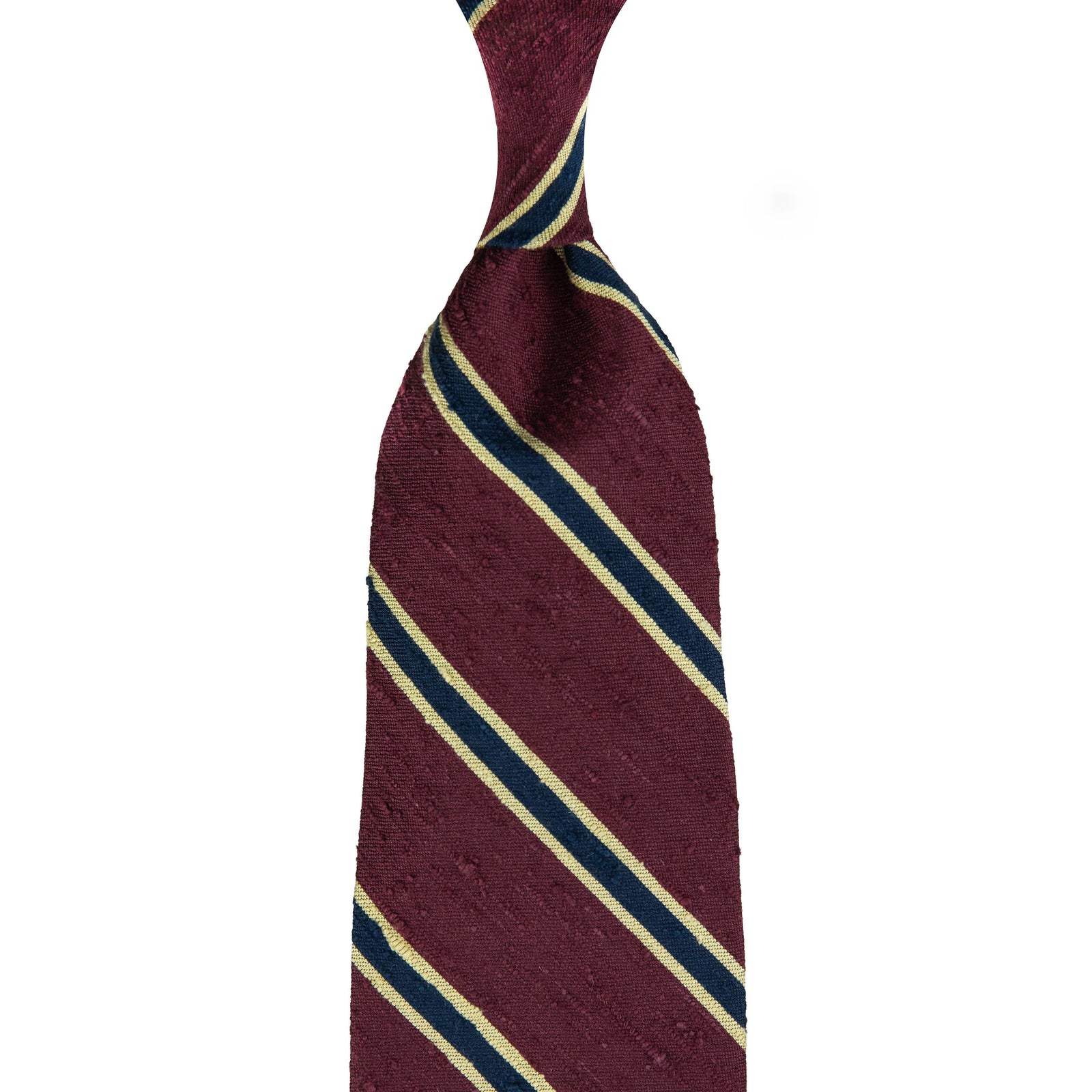 Striped Shantung Silk Tie Hand Rolled