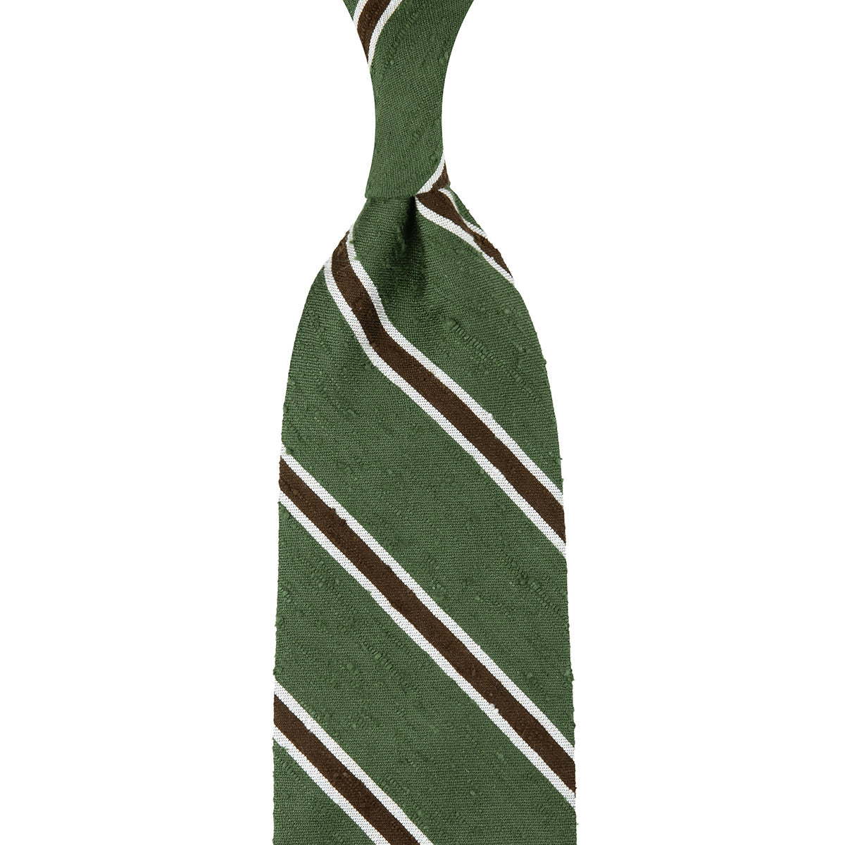 Striped Shantung Silk Tie Hand Rolled