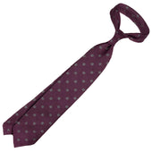 Floral Shantung Silk Tie Eggplant Hand Rolled