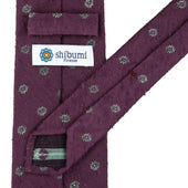 Floral Shantung Silk Tie Eggplant Hand Rolled