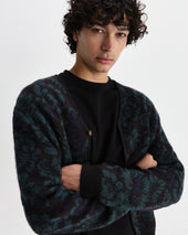 Alban And Green Floral Textured Jacquard Cardigan