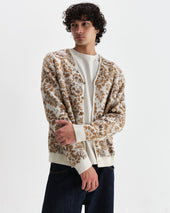 Alban Natural And Floral Textured Jacquard Cardigan