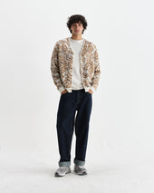 Alban Natural And Floral Textured Jacquard Cardigan