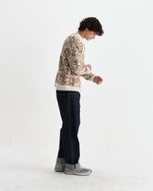 Alban Natural And Floral Textured Jacquard Cardigan