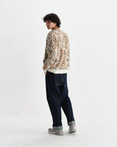 Alban Natural And Floral Textured Jacquard Cardigan