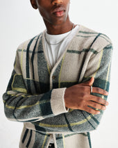 Alban Natural And Green Plaid Check Cardigan