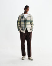 Alban Natural And Green Plaid Check Cardigan