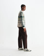 Alban Natural And Green Plaid Check Cardigan