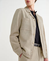 Aldred Natural Linen Cotton Revere Overshirt