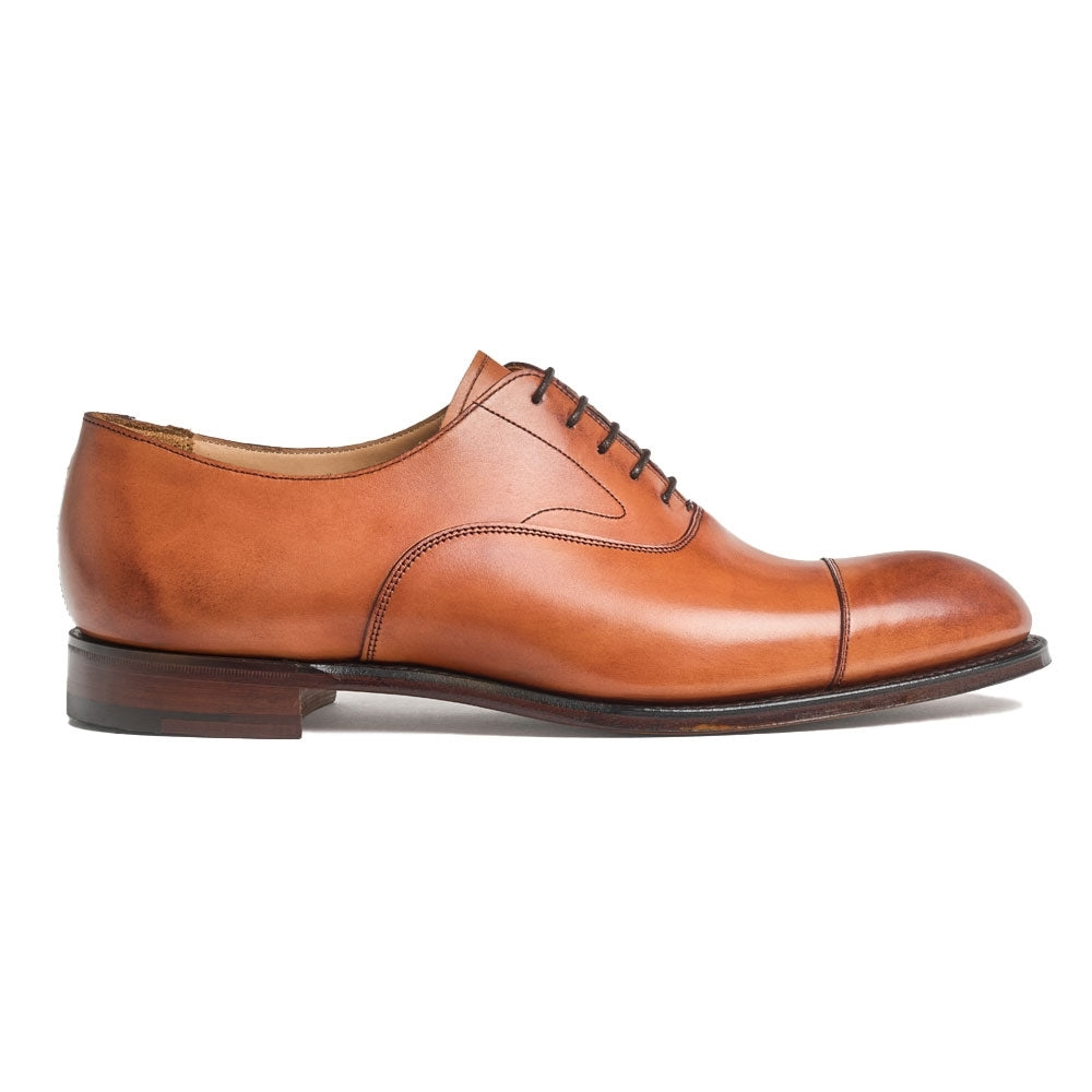 Alfred Capped Oxford In Dark Honey Calf Leather