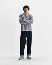 Alpha Grey And Blue Space Dye Zip Polo