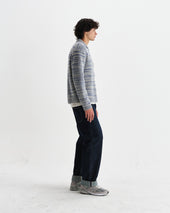Alpha Grey And Blue Space Dye Zip Polo
