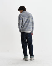 Alpha Grey And Blue Space Dye Zip Polo