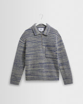 Alpha - Grey And Blue Space Dye Zip Polo