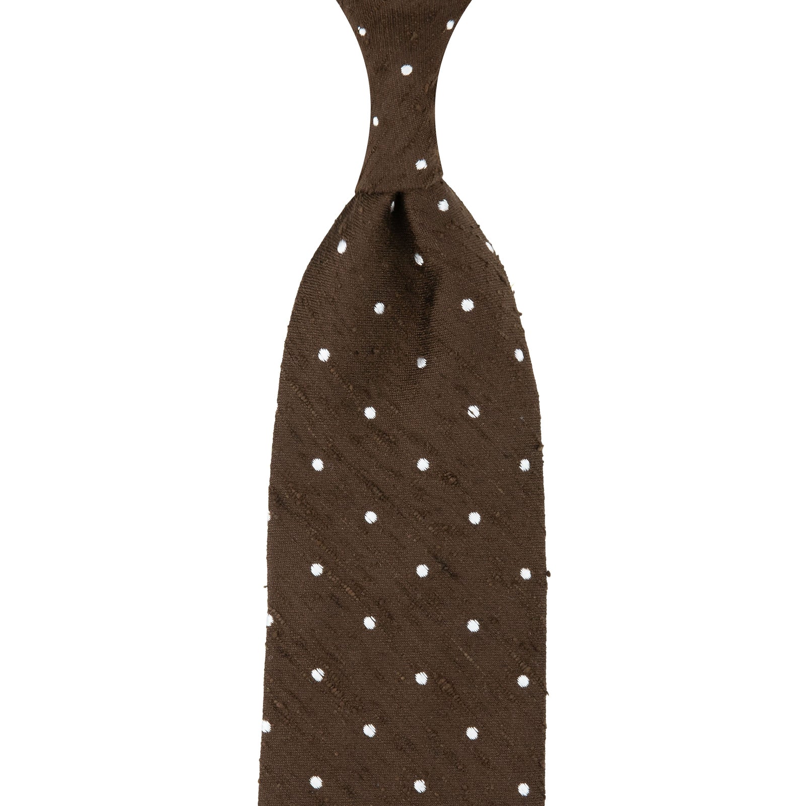 Dotted Shantung Silk Tie Hand Rolled