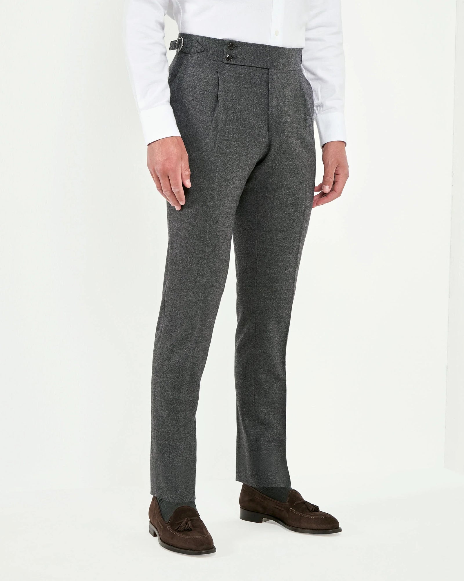Anthracite Flannel Soragna Trousers Made In Italy