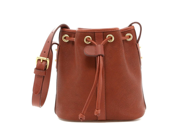 Mini Bucket Bag - Antique Goatskin /Chestnut Trim - Terracotta Interior
