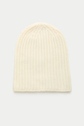 Wide Cuff Cashmere Beanie Antique White
