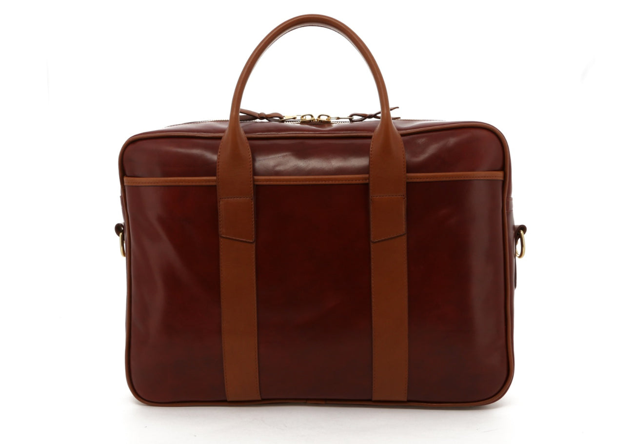 Commuter Briefcase - Apple Spice Calf / Cognac Trim