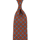 Floral Printed Silk Tie Hand Rolled