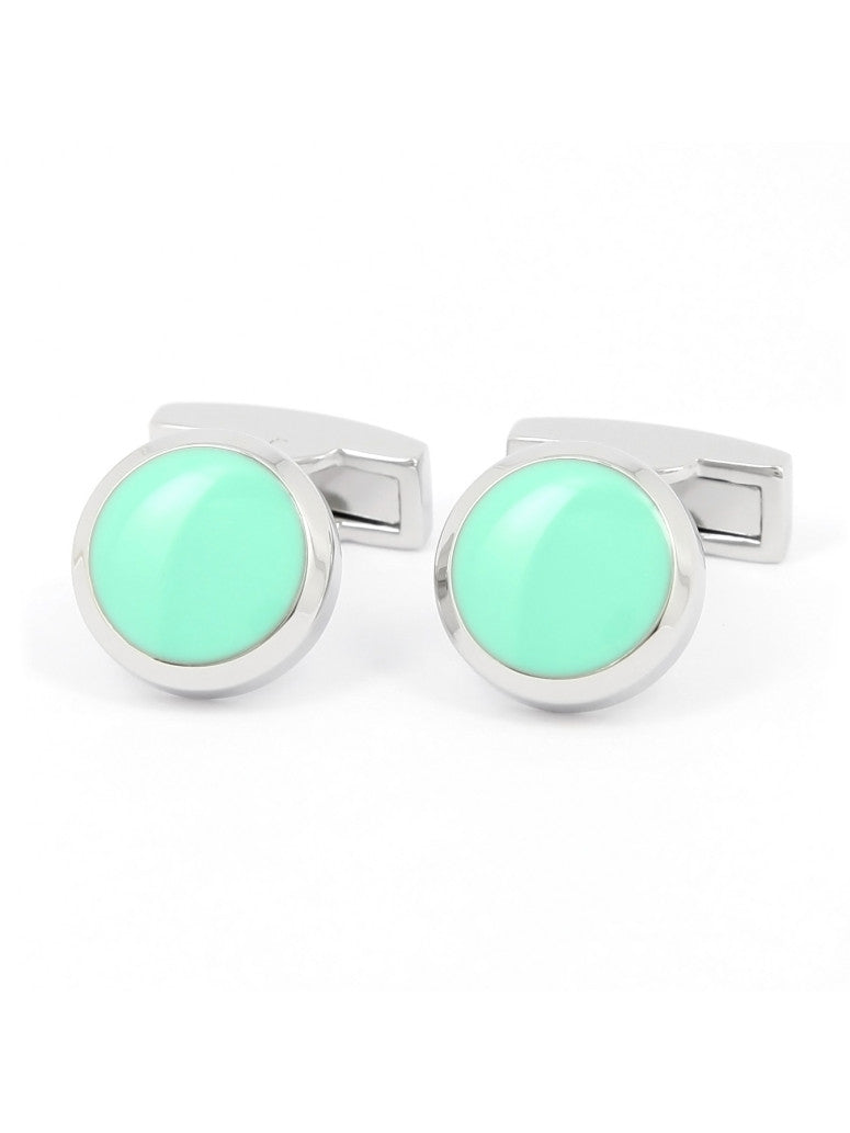 Aqua Green Round Cufflinks Montreux Ii