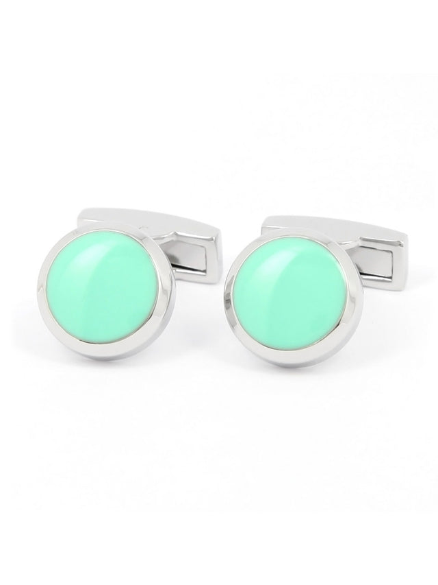 Aqua green round cufflinks Montreux II