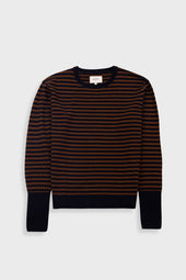 Rib Knit Top - Navy / Brown Stripe
