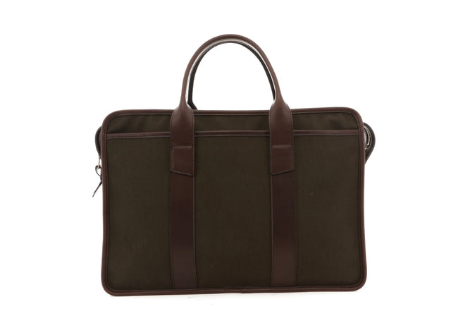 Bound Edge Zip-Top Briefcase - Black - Pull Up Leather