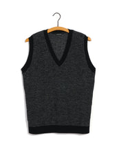 ARNE | Plated Rib V-Neck Slip Over | Black Grey