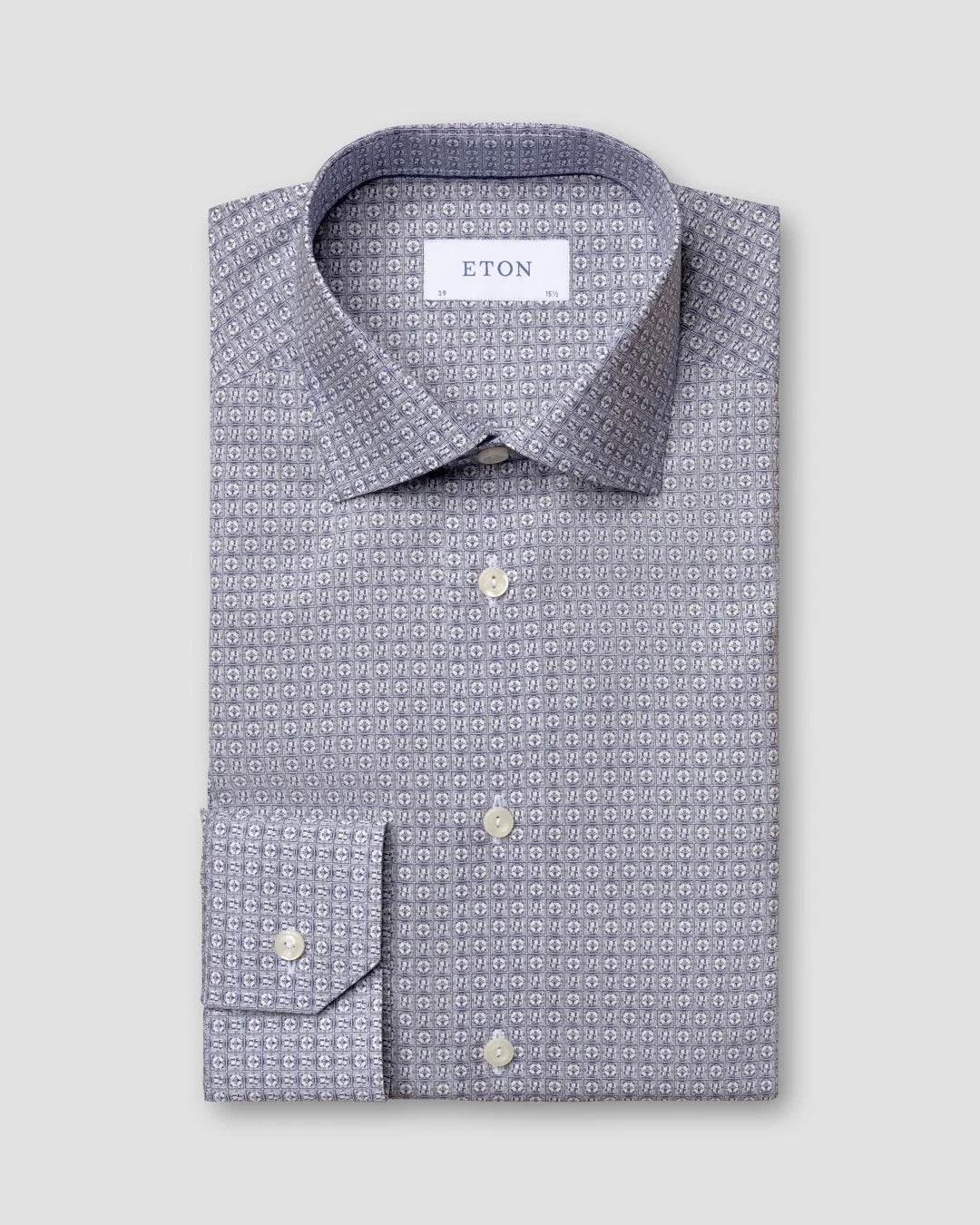 Art Deco Logo Print Poplin Shirt Eton