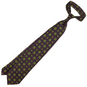 Floral Printed Silk Tie Eggplant Hand Rolled