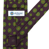 Floral Printed Silk Tie Eggplant Hand Rolled