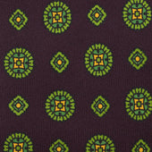 Floral Printed Silk Tie Eggplant Hand Rolled