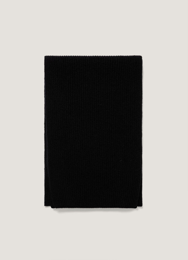 Cashmere Ribbed Scarf in Black