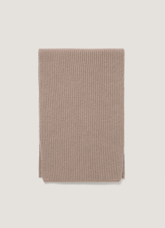 Cashmere Ribbed Scarf in Mink